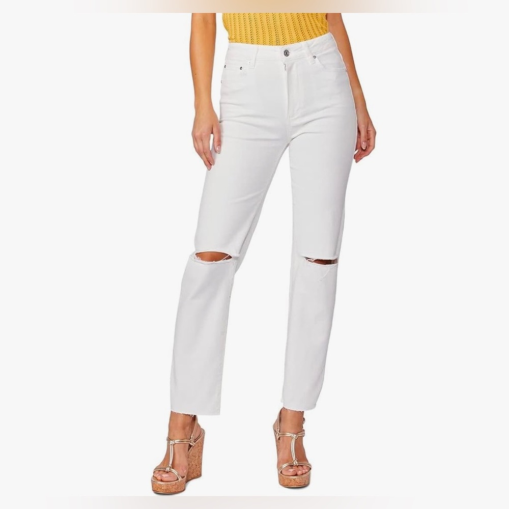 NWT- Paige ‘Stella Destructed High Rise’ Modern Straight Stretch Jean